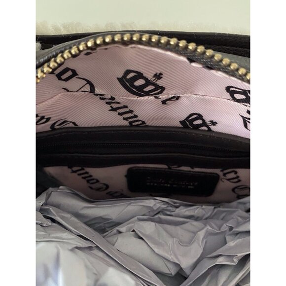 Juicy Couture Chocolate Pecan Sherpa Crossbody Snuggle Satchel Bag W/Charm NEW - Picture 15 of 15